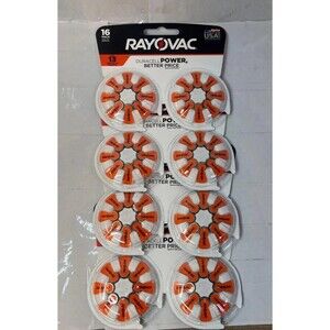 4 Pack Rayovac Size 13 Hearing Aid Batteries, 16 Ct ea- 64 Total EXP 11/2027